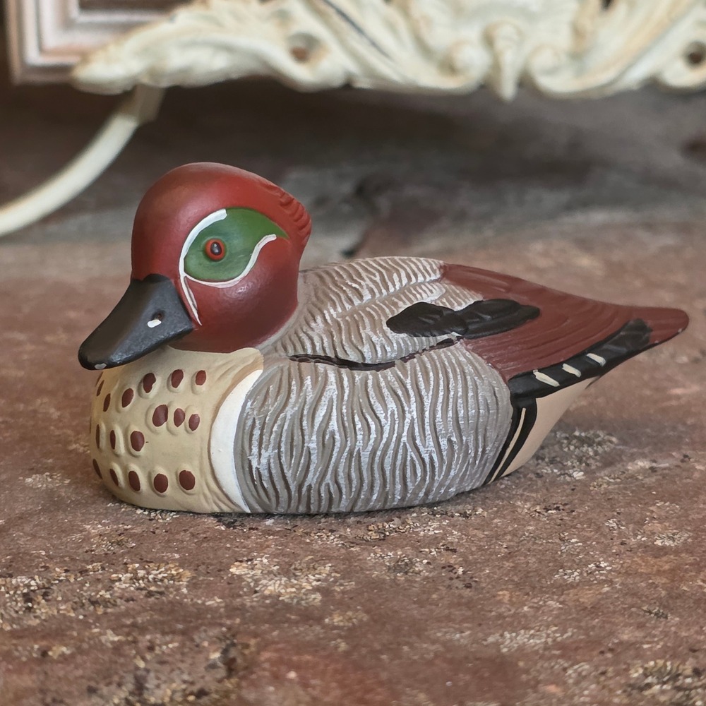 Vintage 1984 Avon Collector Duck Series Green-Winged Teal Figurine Bird Decor